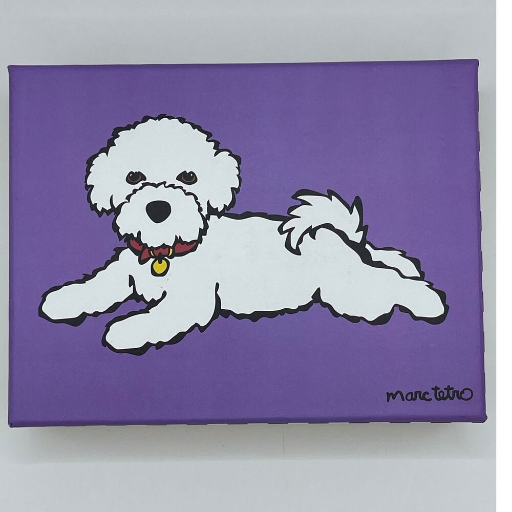 Marc Tetro Wristlet Wallet Bichon Dog Purple NEW Faux Leather Zip Around - Picture 6 of 10